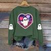 Dame Moteable Casual Langermet Halloween Trykket Rundhals Topp