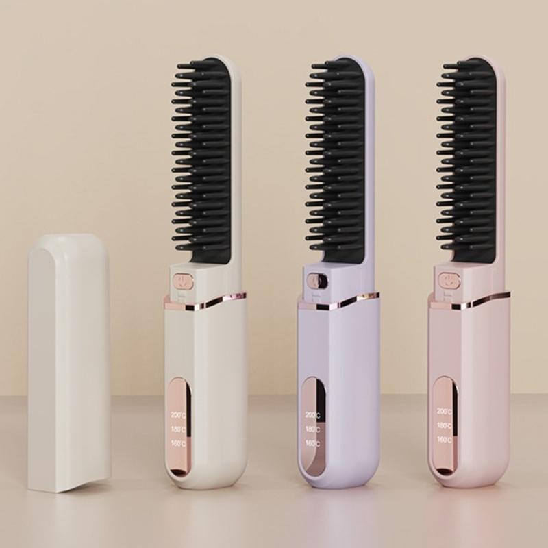 Straightening Comb Fast Heating Ionic Conditioning Technology Adjustable Temperature Hair Styling Comb Ergonomic Handle