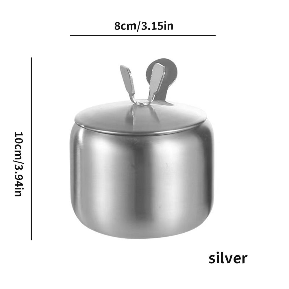 

Банка для приправ из нержавеющей стали с крышкой-ложкой - герметичный контейнер для хранения продуктов, подходит для соли, перца и специй