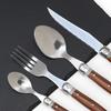 4/6 Stück Steakmesser Set Geschirr Edelstahl ABS Holzmasergriff Abendessen Messer Gabel Löffel Spülmaschinenfest Besteck