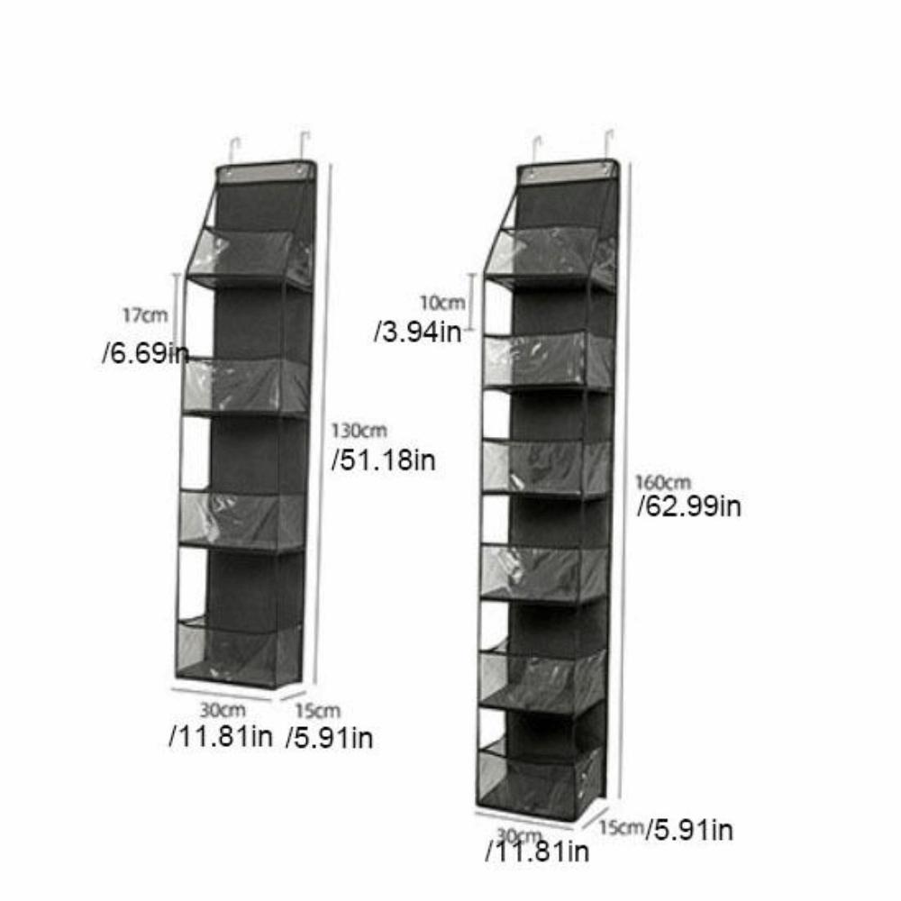 Six Compartments Storage Hanging Bag Wall-mounted Visible Toy Snack Storage Bag Foldable Space Saving Bag Organizer Closet