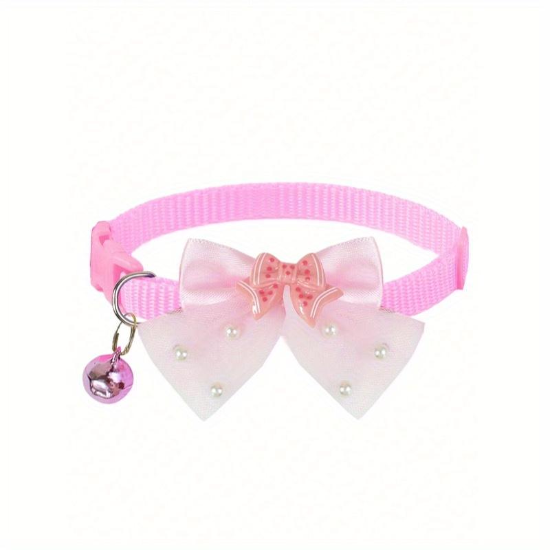 3pcs Set Cute Shiny Bow Bell Pet Collar For Daily Use - For Cats And Dogs