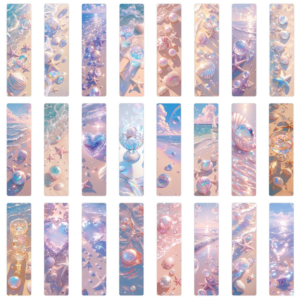 

24pcs Beach Theme Paper Strips - Romantic Summer Journal Cards for Scrapbooking & Bookmarks