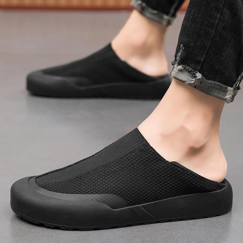 Summer New Mesh Breathable Outdoor Casual Shoes Men's Foot Cover One Pedal Lazy Can Step On the Heel Sports Men's Shoes
