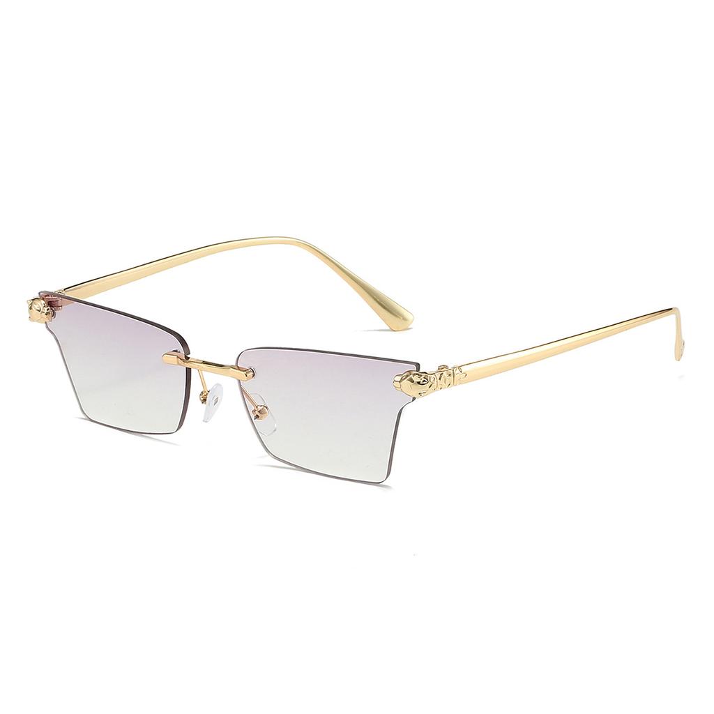 Randlose Cat-Eye-Sonnenbrille Damen Stilvoll Vintage Farbverlauf Mehrfarbiges Glas Ins Trendige Luxusmarke Designer Sonnenbrille