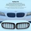Front Bumper Kidney Grille, Pair Gloss Black Grill Double Line Compatible with 2009-2011 BMW E90 328i 318i 320i 323i 325i 330i 335i