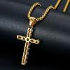 European and American Hip Hop Color Retention Vacuum Gold-plated Zircon Cross Pendant Necklace