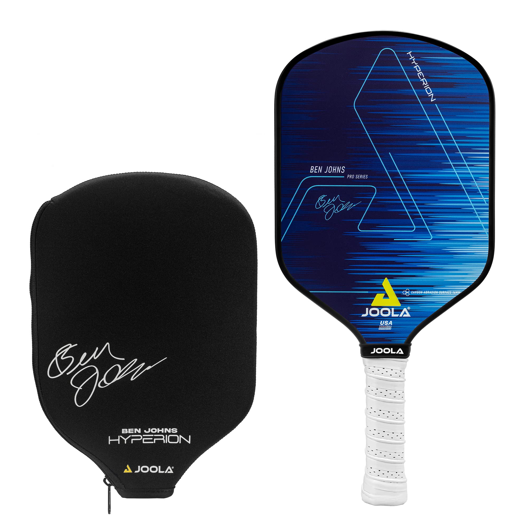 

JOOLA Ben Johns Hyperion Pickleball Paddle Carbon High Grit Elongated Polypropylene Honeycomb Custom Cover - Surface, & Spin, Handle, Core,