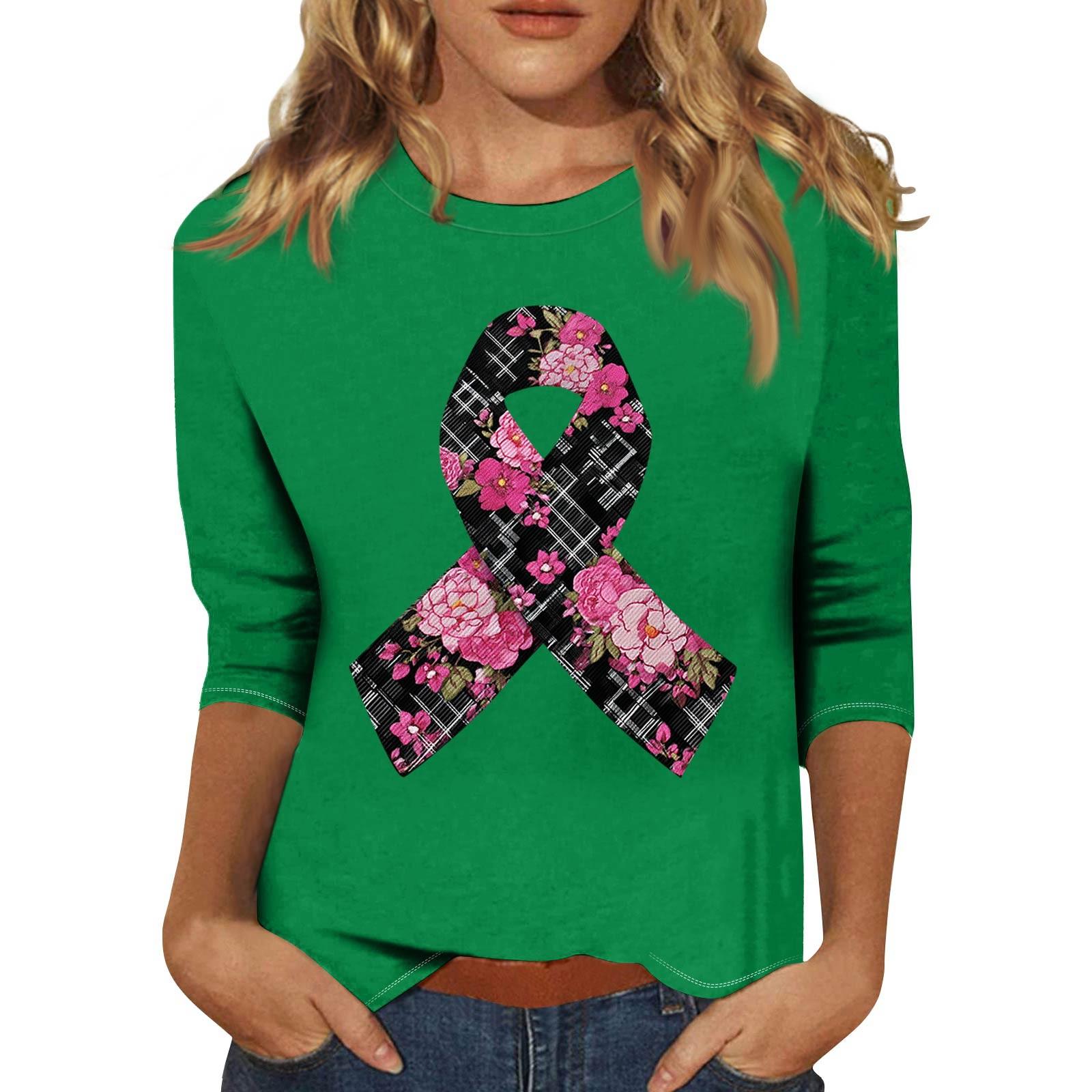 

Женская модная и повседневная футболка с круглым вырезом и рукавом семь четвертей S зелёный