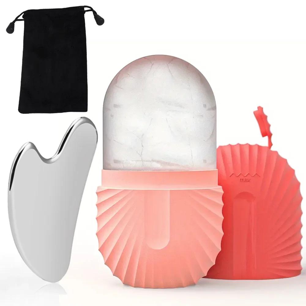 Reusable Ice Face Roller Stainless Steel Gua Sha Tool Set Skin Care Beauty Set Face Massage Roller Lifting Contouring Tools