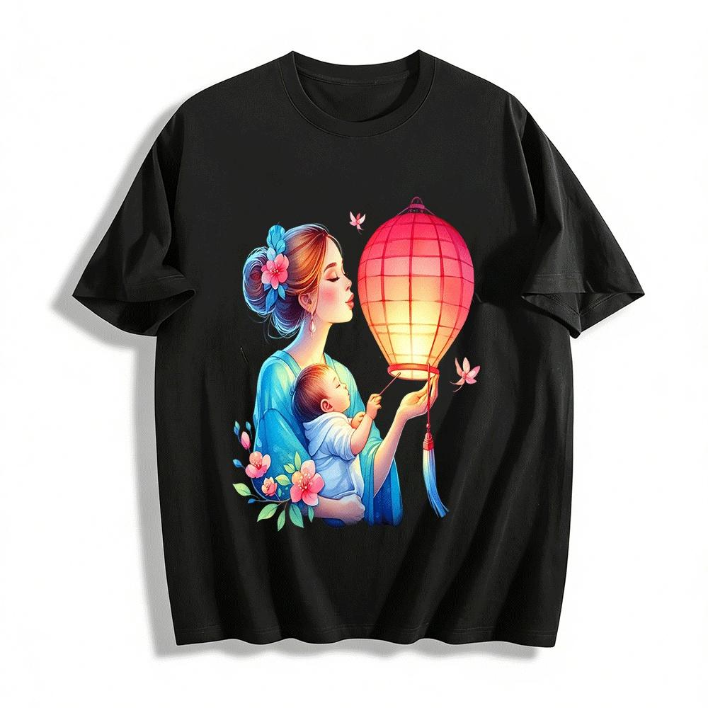 Warm Mother And Child Lantern Parent-child Outfit Pure cotton T-shirt XXS