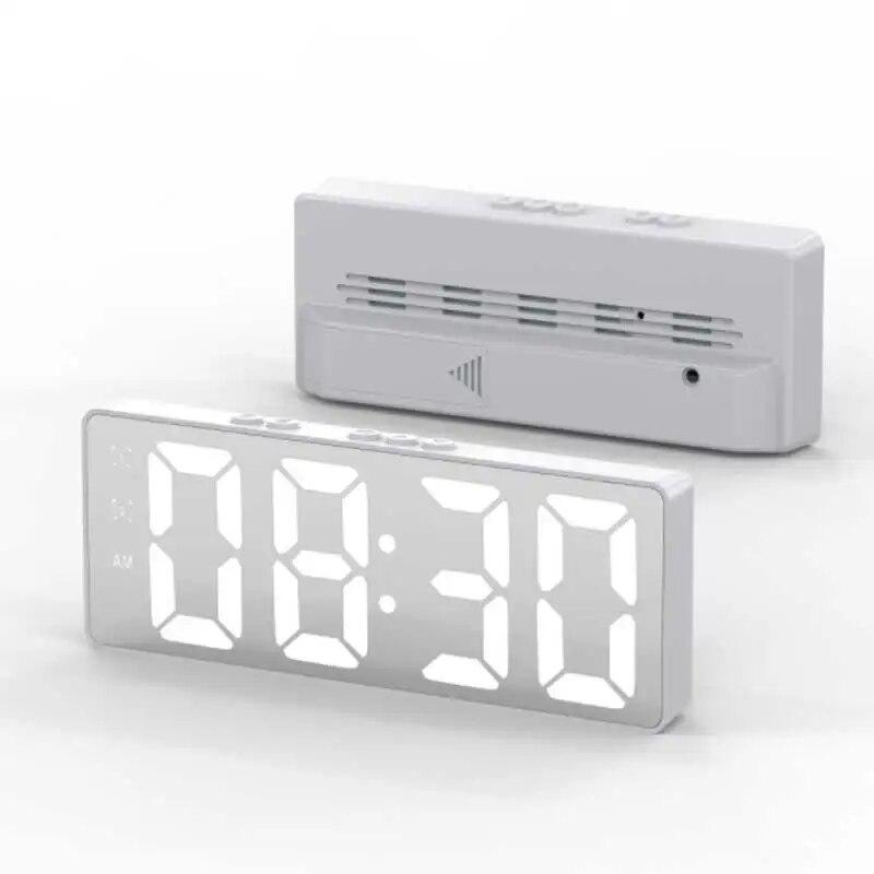 LED Elektronické Zrcadlo Budík Digitální Hodiny Hlasové Ovládání Teplotní Hodiny Stolní Dekorace