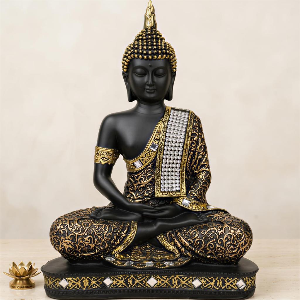 New Limited Edition 25 Centimetre Meditating Sitting Buddha Idol Statue Showpiece Home Decor Decoration Items for Living Room and Gifts