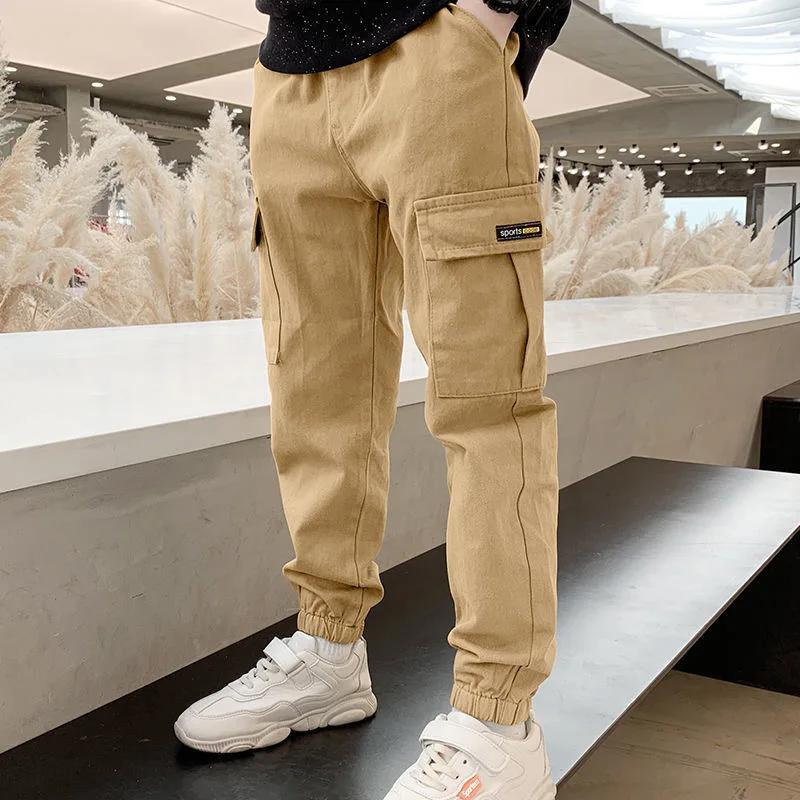 4-12 Years Spring Autumn Boys Pants Letter Casual Long Style Trousers for Kids 3 Color Teenage Children Sport Pants