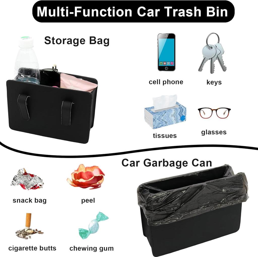 Car Trash Can Storage Car Storage Door Rear Durable Stain Easy To Clean Box, Case, Small, Foldable, Storage, Driver/Passenger Seat, Seat, Leather,