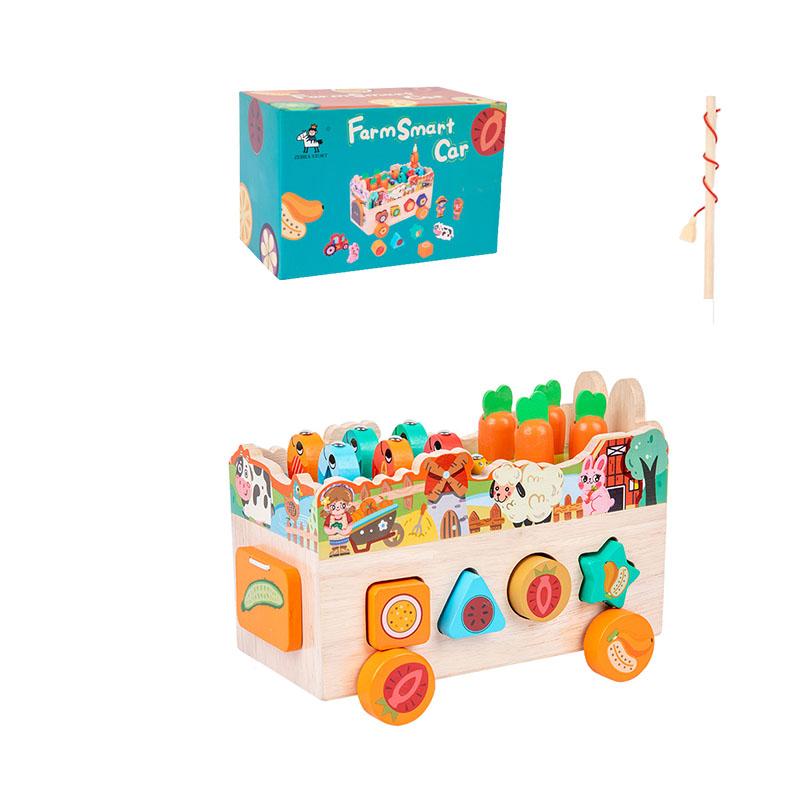 

Multi Function Wood Toy Car Farm Animalshape Matching Cognitive Gifts Children