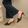 2025 Closed Toe Women's Slippers New Leopard Print Outdoor Dress Sexy Butterfly-knot Best Seller Plus Size Heels Women