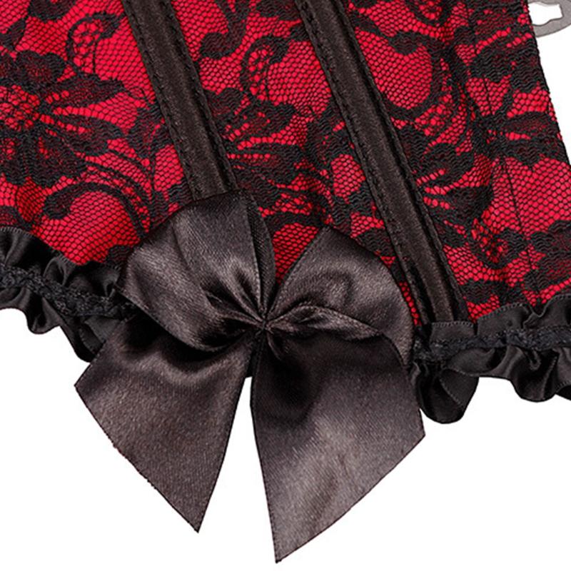 Korsett mit entbeinter Taille, sexy Korsett für Damen mit Schnürung, Taillenkorsett mit entbeinter Taille, Blumenmuster, Brokat-Überbrustkorsett für Damen, Abnehmen