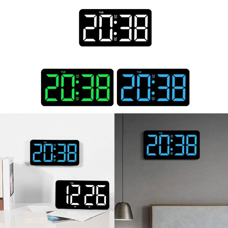 Large Digital Clock Wall Clock with Date and Temperature Display Bedroom Office Decors