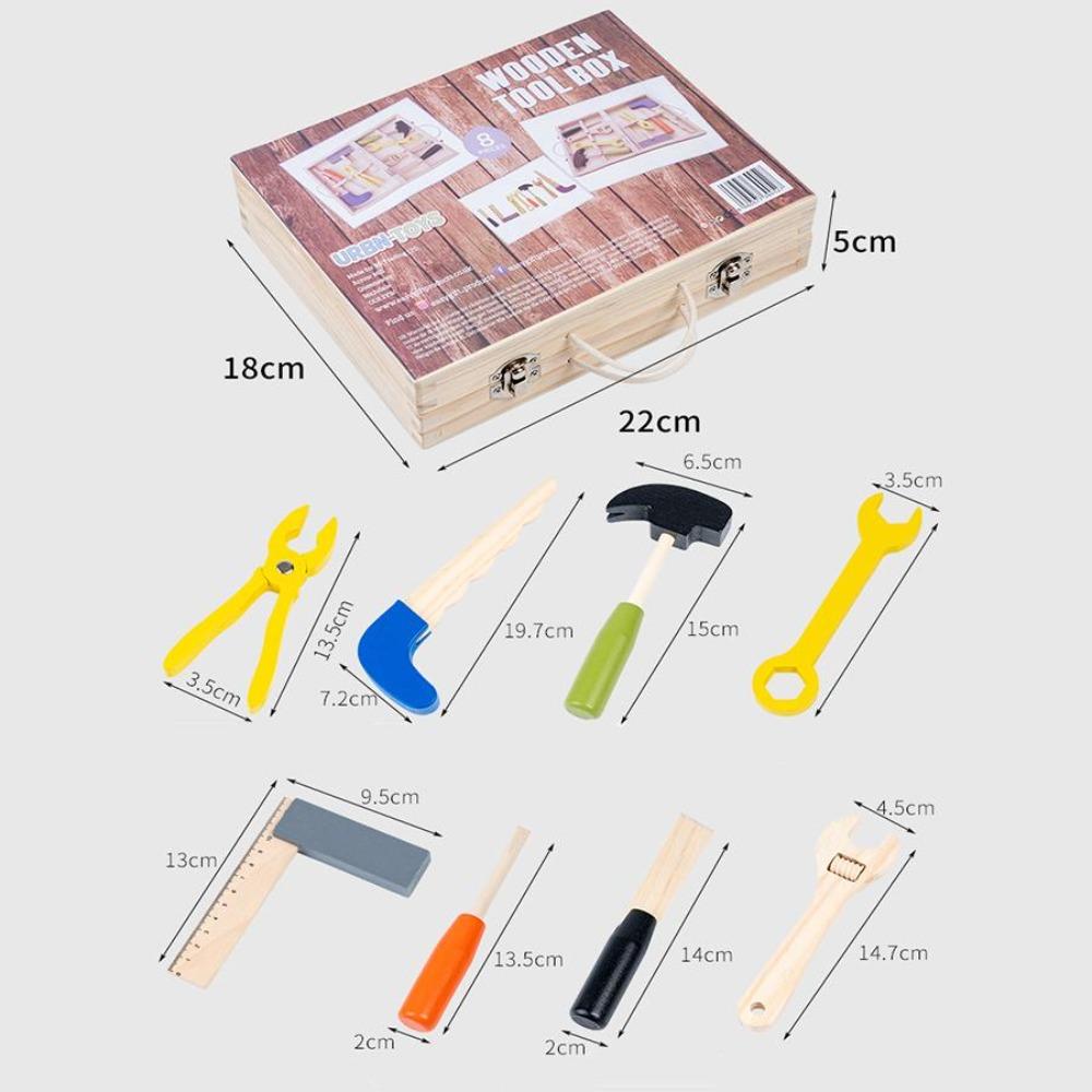 Children's Wood Montessori Early Educational Tool Box Toy Set Pretend Play Games Household Tools Baby Toys for Kids Boys Girls