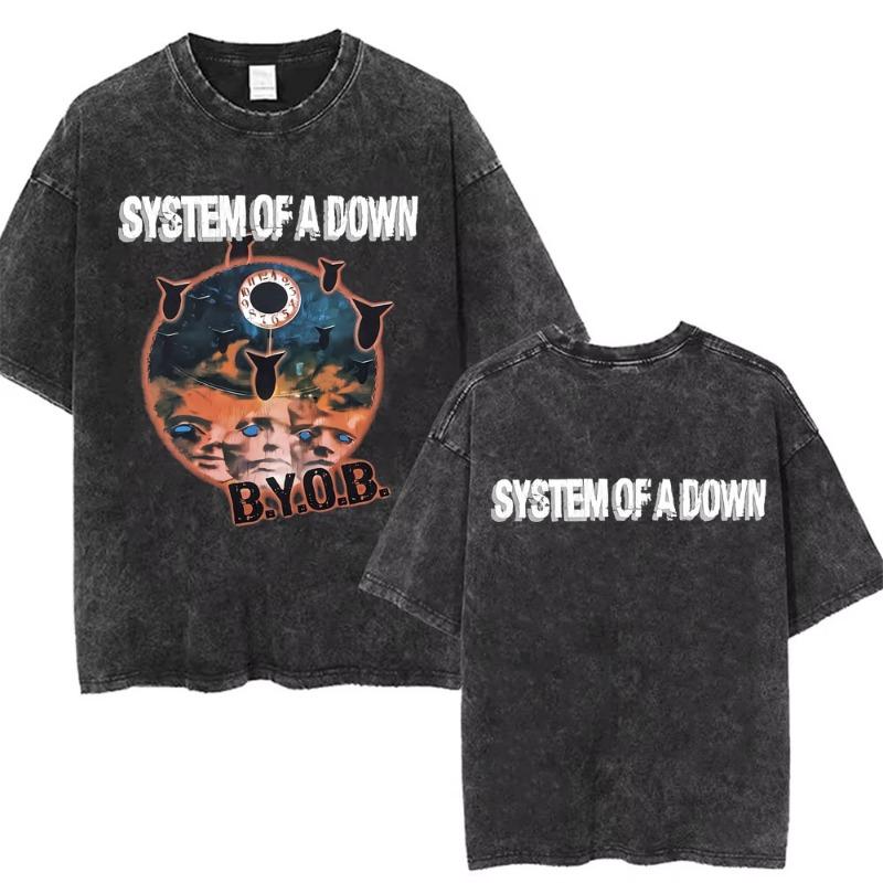 T-shirt Casual Retro Cartone Animato Pingu Stampa Nero Lavato Vintage