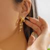 Gold Color Crystal Zircon Water Droplets Hoop Earrings For Women Luxury Exquisite Tassel Huggie Earring Party Wedding Jewelry