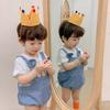 Ins Summer Baby Romper for Boys and Girls, Infant Summer Outfit, One-Piece Crawling Suit, 100-Day Outfit, Full-Month Outfit, Two-Piece Denim Clothing