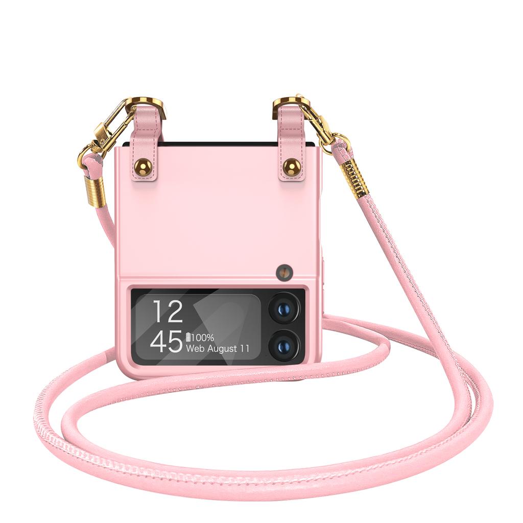 For samsung Z Flip 4 Fashion Phone Strap Portable Case for Samsung Galaxy Z Flip 4 5G Flip4 Zflip4 Lens Glass Film Cover