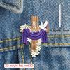 2D Flat, 1pc, Vintage and Elegant Jesus Resurrection Lily Cross Acrylic Brooch, Unique Irregular Shape Prayer Jewelry, Suitable for Cross Lovers