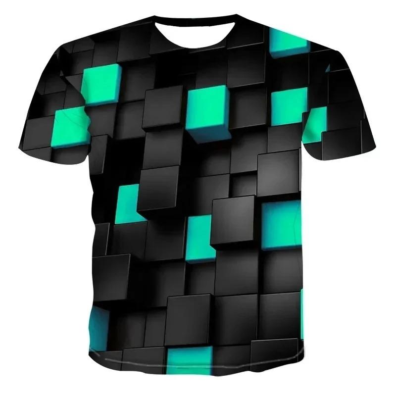 Men Summer Fashion Colorful 3D Printing Tshirt Creative Psychedelic Tops Shirt Optical Illusion Black-White Graphic T-shirt