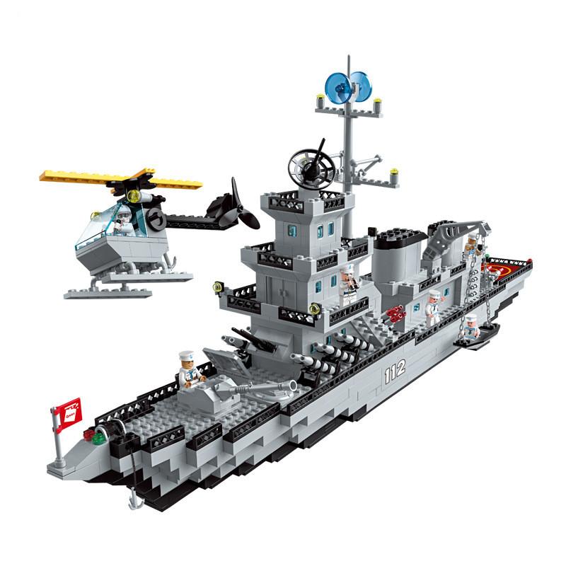 Assembled Building Blocks 112 Cruiser Aircraft Carrier Boy Military Assembly Model Toy Gifts