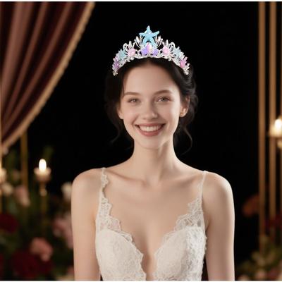 European and American Luxurious Starfish Shell Crown Headwear Mermaid Tail Birthday Crown  Wedding Dress Accessory for Setting