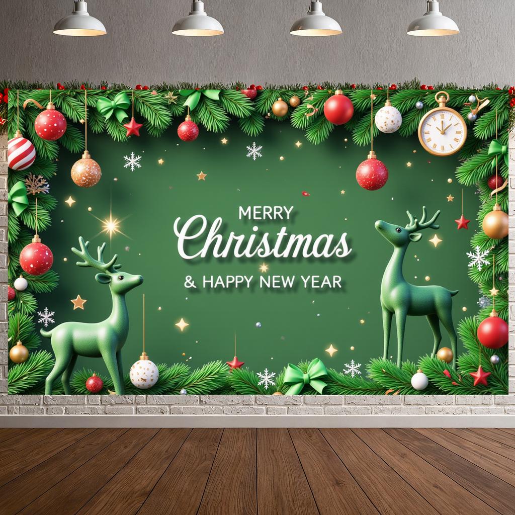 Christmas Holiday Background Reindeer Pattern Happy New Year Backdrop Winter Celebration Display Festive Typography For Winter