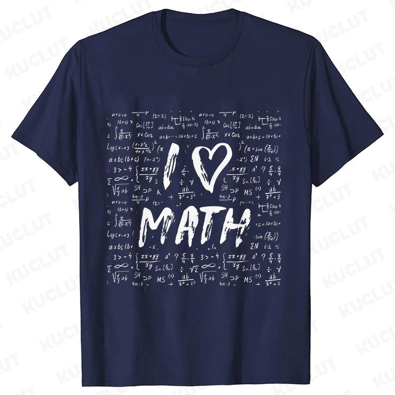 I Love Math Formula Men's T-shirts Street Wear Clothes Short Sleeve Funny Design Y2k Tops Sportwear Casual Vintage Classic Tees