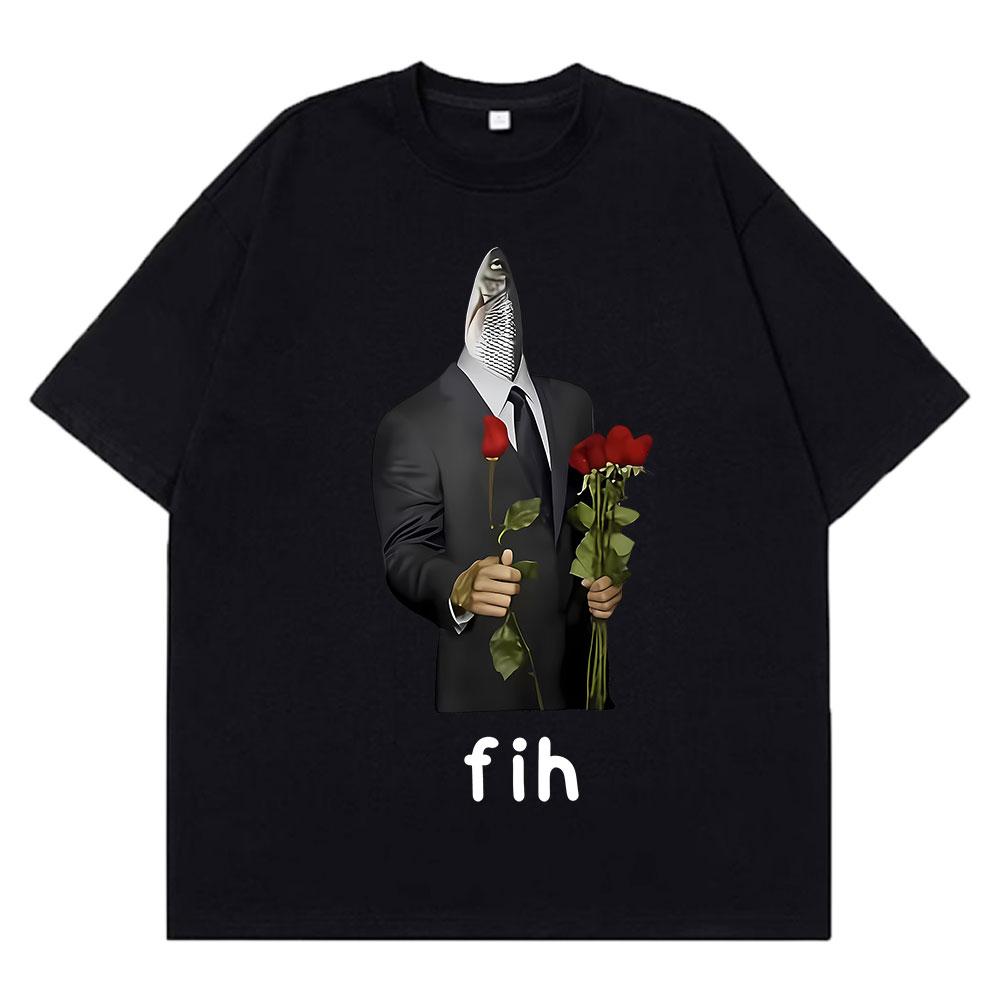 

Fih GentleUnisex Funny Meme Tshirt Women Harajuku Casual Tshirt Shortsleeved Loose Casual Fashion Tshirts Streetwear Tops 4XL