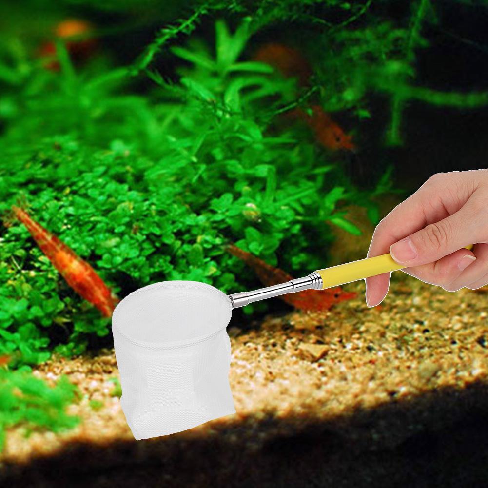 Retractable Aquarium Fish Tanks Catch Net Stainless Steel Portable Shrimp Fishing NetYellow Round