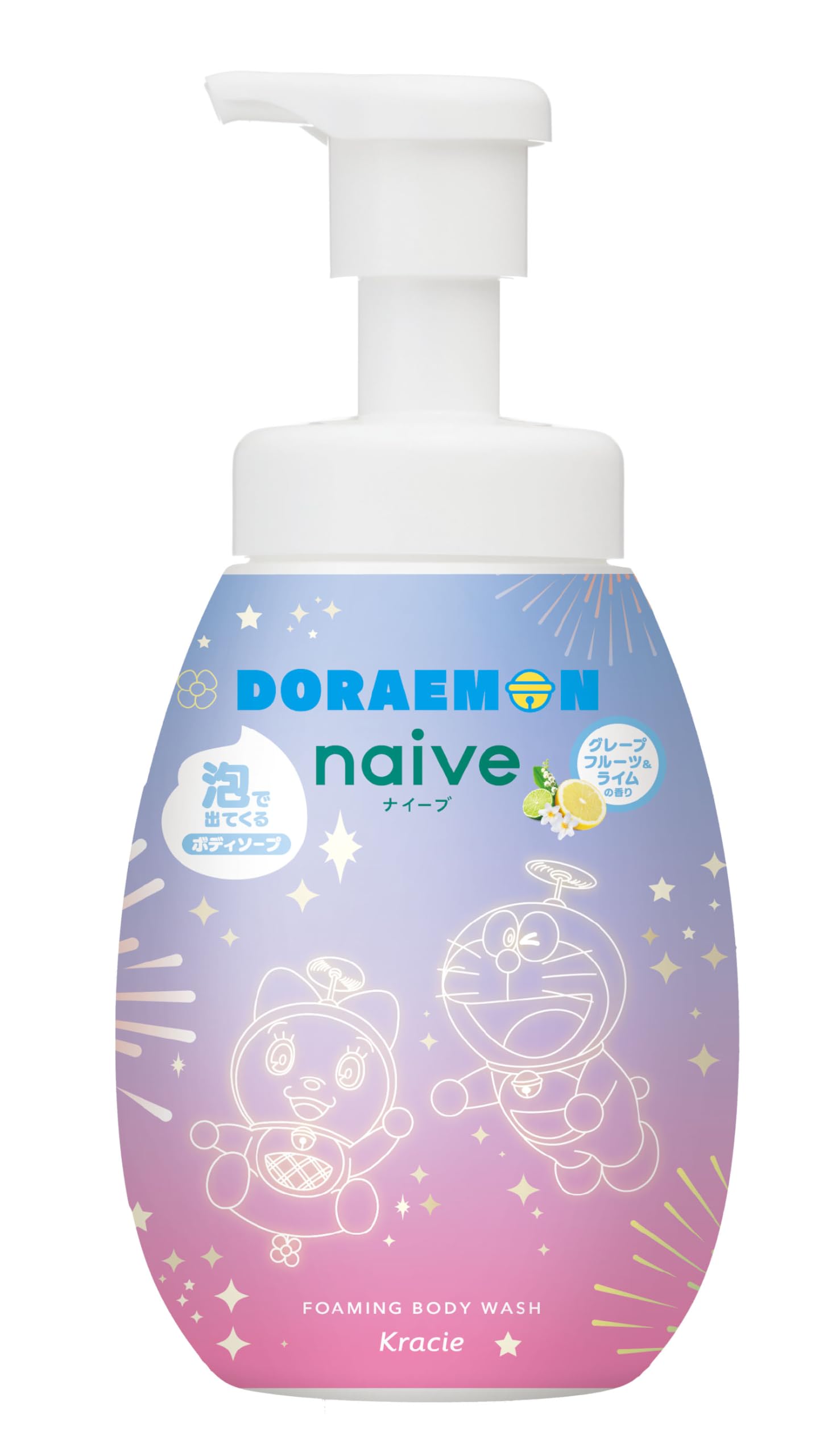 Naive Foaming Body Soap Doraemon Pump 600ml Soap Moisturizing Soap for Children, Kids, and Babies