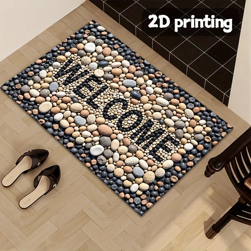 3D Pebble Welcome Mat, Non-slip Washable Entrance Rug, Floor Carpet for Kitchen, Bathroom and Home Decoration