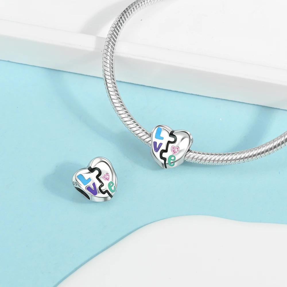 Charms Copper Zircon Forever Love Heart Sweethearts Life Charms Fit Bracelet Bracelet Beads Making For Lovers Accessory