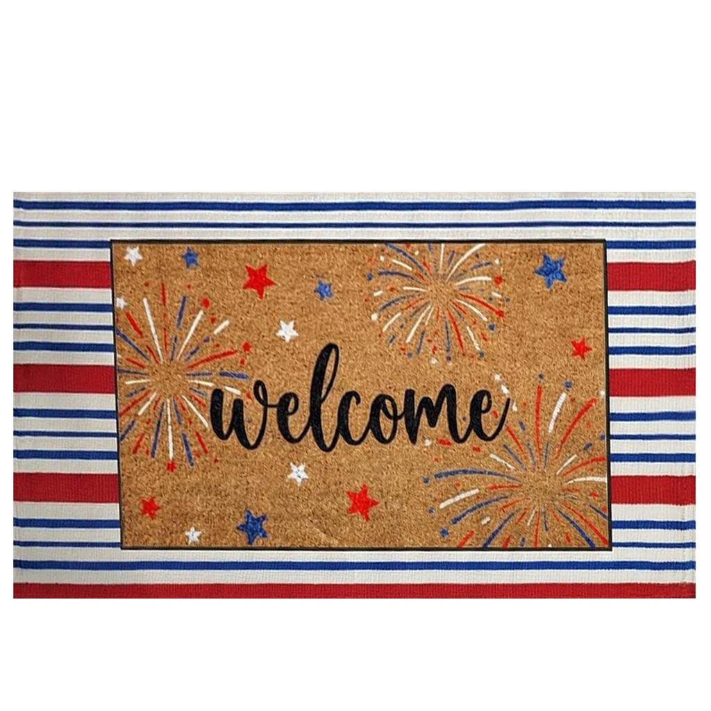 Independence Day Welcome Doormat 40x60cm Durable Entryway Mat Non Slip Indoor Outdoor Mat for Home Entrance Holiday Decoration Patriotic Theme