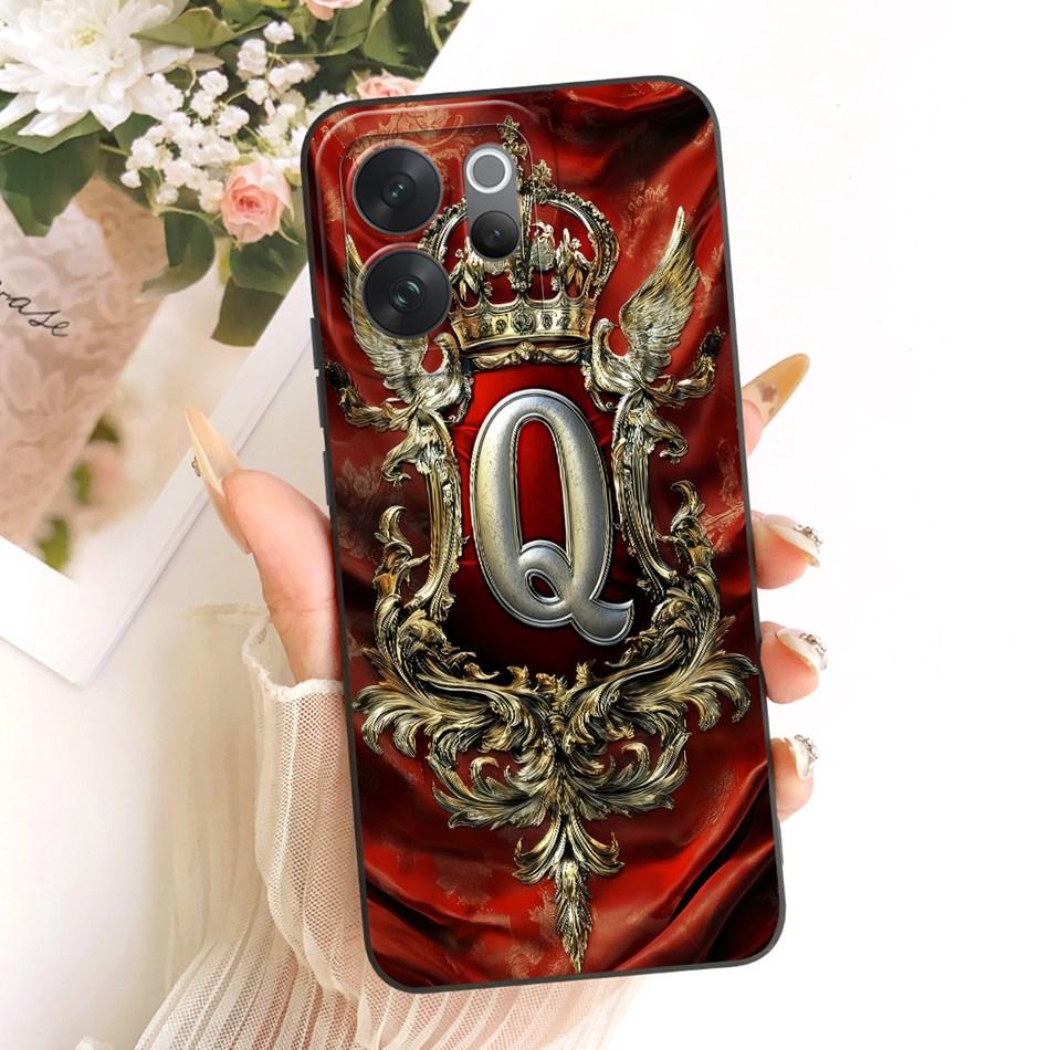For Vivo V70 / V70 Elite 2026 Feather Crown Initial Letter Phone Case For Vivo V 70 V70Elite 5G Soft Silicone Covers Bumpers