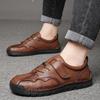 2025 Spring Plus Size Men's Leather Skate Shoes - Casual Low-Top Driving Style with Stitching