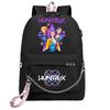Witch  Girl Group Print Student Backpack Iron Chain Trendy Backpack USB Backpack