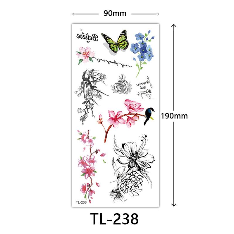 Flower Tattoo Stickers, Color Sketch Tattoo Stickers, English Letters, Wedding Photography Tattoo