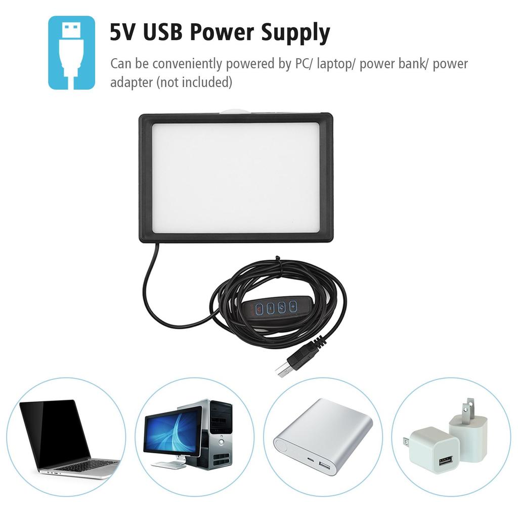 USB Dimmable Photography Lighting Kit LED Video Light with Ball Head Tripod 10 Color Filters Red Yellow Blue Green White