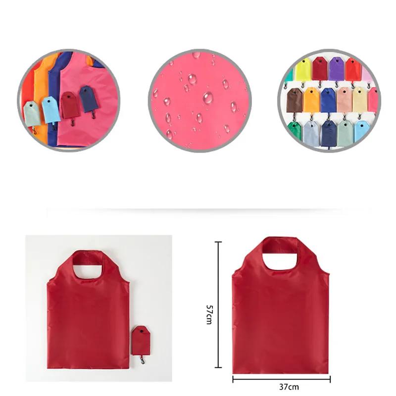 Shopping Bag for women men Solid Color Eco-friendly Folding Reusable Portable Shoulder Handbag Polyester for Travel Grocery