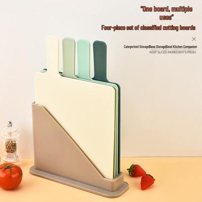 Four-Piece PP Kitchen Cutting Board Set with Holder: Ideal for Baby Food, Fruit, and More