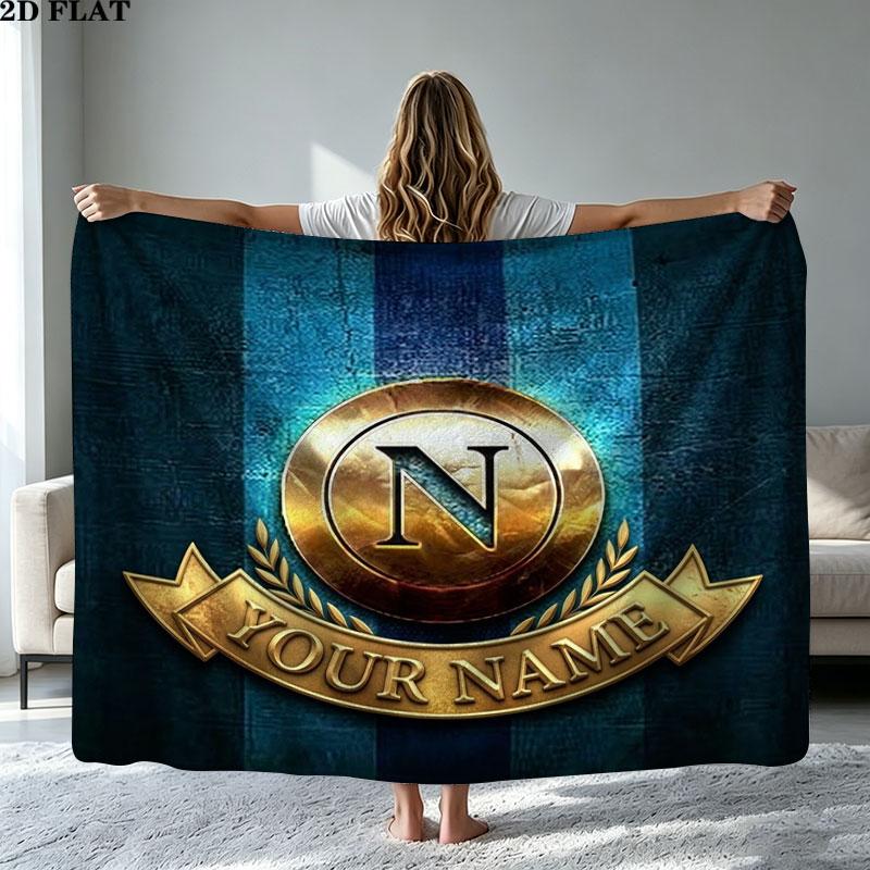 1PC SSC Napoli Custom Name Patterned Flannel Blanket Suitable For All Seasons for Home Decor Warmth and Comfort Gifts Holiday Present