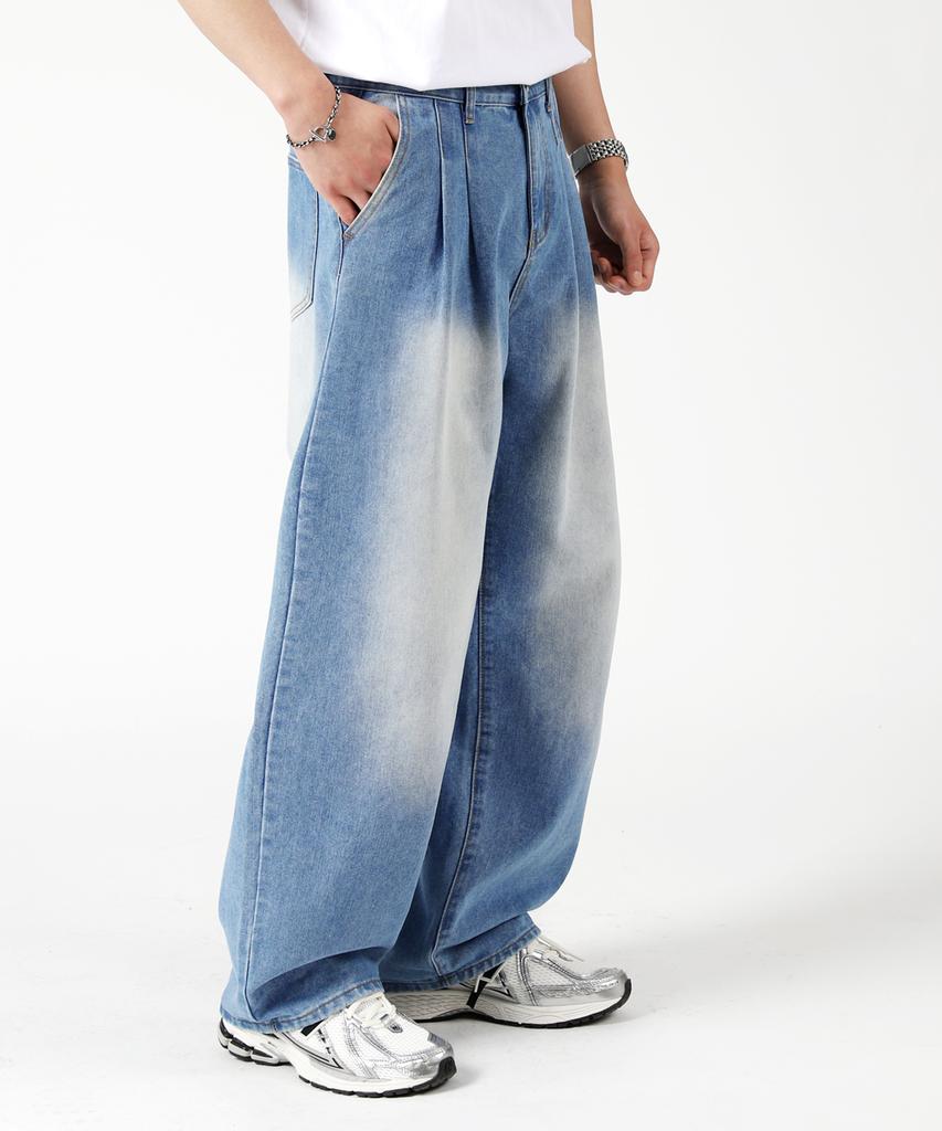 Hapeunain Sunshine Washed Double Pintuck Wide Denim Pants H05Brd_Hxv11318