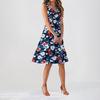 Women's Four Side Stretch Floral Sleeveless V-Neck Waist Cinching Dresses